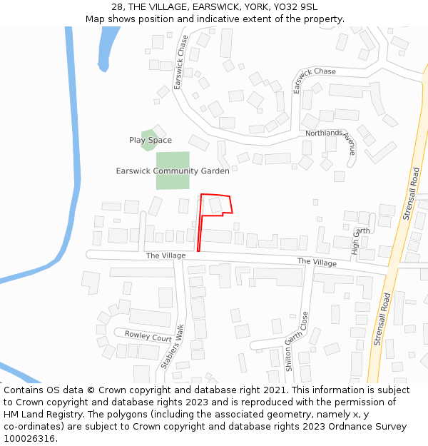 28, THE VILLAGE, EARSWICK, YORK, YO32 9SL: Location map and indicative extent of plot