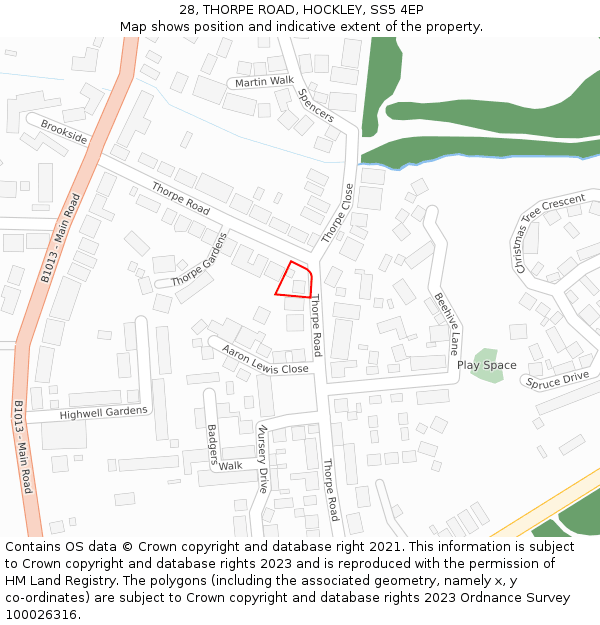 28, THORPE ROAD, HOCKLEY, SS5 4EP: Location map and indicative extent of plot