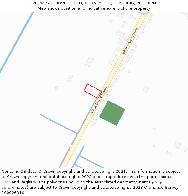 28, WEST DROVE SOUTH, GEDNEY HILL, SPALDING, PE12 0PN: Location map and indicative extent of plot