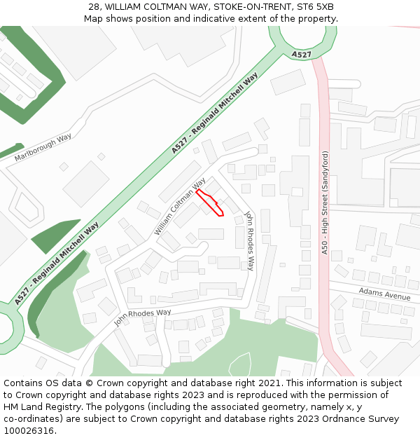 28, WILLIAM COLTMAN WAY, STOKE-ON-TRENT, ST6 5XB: Location map and indicative extent of plot