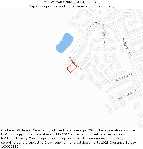 28, WYECARR DRIVE, YARM, TS15 9FL: Location map and indicative extent of plot