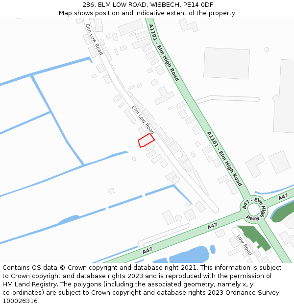 286, ELM LOW ROAD, WISBECH, PE14 0DF: Location map and indicative extent of plot