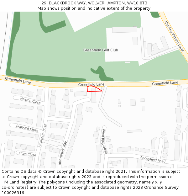 29, BLACKBROOK WAY, WOLVERHAMPTON, WV10 8TB: Location map and indicative extent of plot