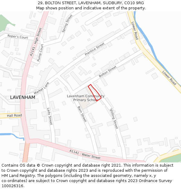 29, BOLTON STREET, LAVENHAM, SUDBURY, CO10 9RG: Location map and indicative extent of plot