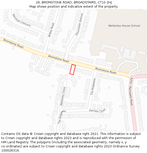 29, BROMSTONE ROAD, BROADSTAIRS, CT10 2HJ: Location map and indicative extent of plot