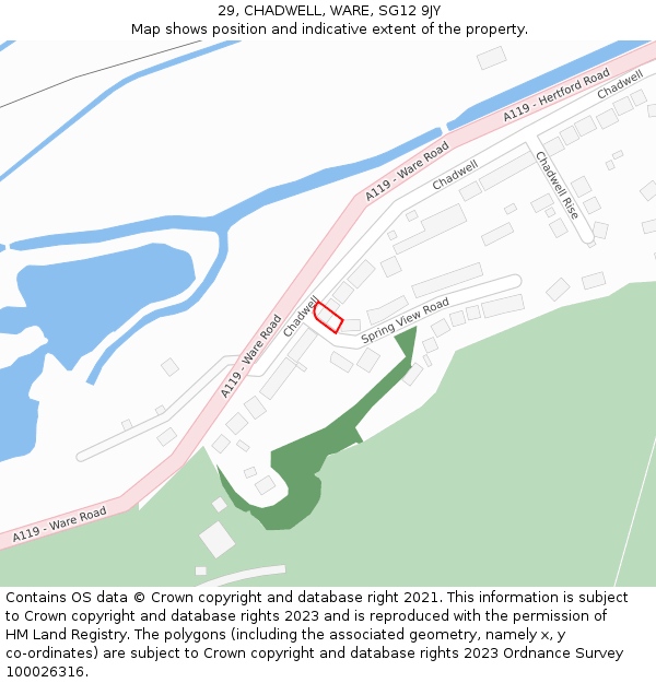 29, CHADWELL, WARE, SG12 9JY: Location map and indicative extent of plot