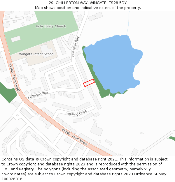 29, CHILLERTON WAY, WINGATE, TS28 5DY: Location map and indicative extent of plot