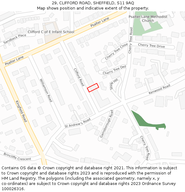 29, CLIFFORD ROAD, SHEFFIELD, S11 9AQ: Location map and indicative extent of plot