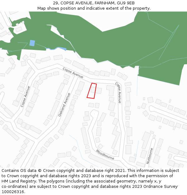 29, COPSE AVENUE, FARNHAM, GU9 9EB: Location map and indicative extent of plot