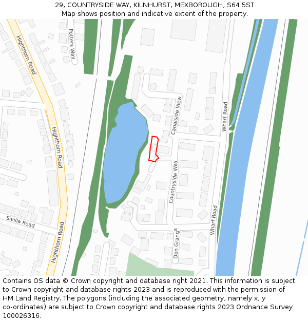 29, COUNTRYSIDE WAY, KILNHURST, MEXBOROUGH, S64 5ST: Location map and indicative extent of plot