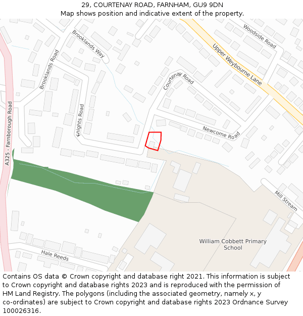 29, COURTENAY ROAD, FARNHAM, GU9 9DN: Location map and indicative extent of plot