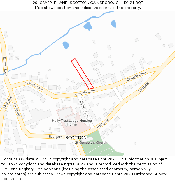 29, CRAPPLE LANE, SCOTTON, GAINSBOROUGH, DN21 3QT: Location map and indicative extent of plot