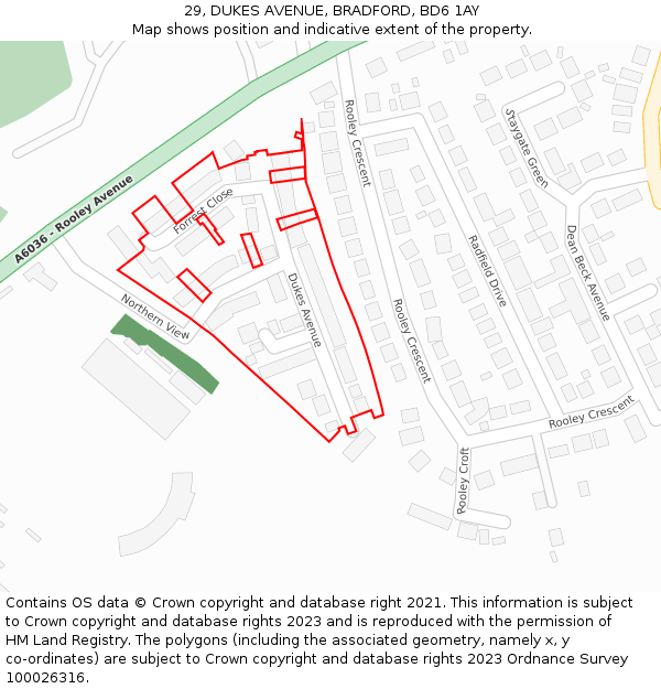 29, DUKES AVENUE, BRADFORD, BD6 1AY: Location map and indicative extent of plot