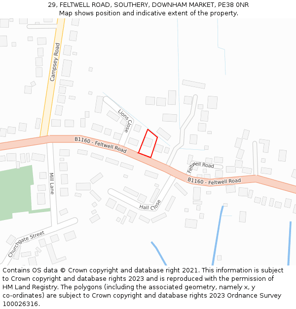 29, FELTWELL ROAD, SOUTHERY, DOWNHAM MARKET, PE38 0NR: Location map and indicative extent of plot