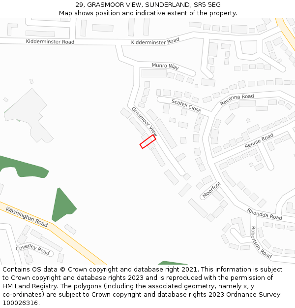 29, GRASMOOR VIEW, SUNDERLAND, SR5 5EG: Location map and indicative extent of plot