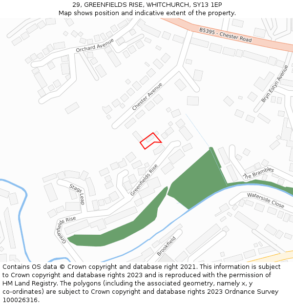 29, GREENFIELDS RISE, WHITCHURCH, SY13 1EP: Location map and indicative extent of plot