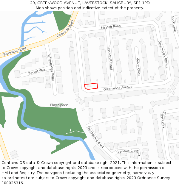 29, GREENWOOD AVENUE, LAVERSTOCK, SALISBURY, SP1 1PD: Location map and indicative extent of plot