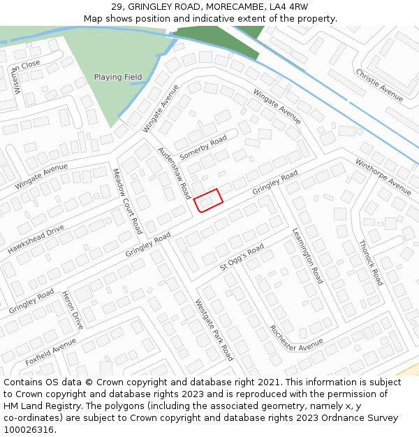 29, GRINGLEY ROAD, MORECAMBE, LA4 4RW: Location map and indicative extent of plot