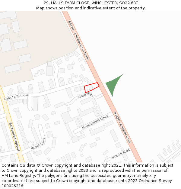 29, HALLS FARM CLOSE, WINCHESTER, SO22 6RE: Location map and indicative extent of plot