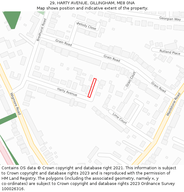 29, HARTY AVENUE, GILLINGHAM, ME8 0NA: Location map and indicative extent of plot