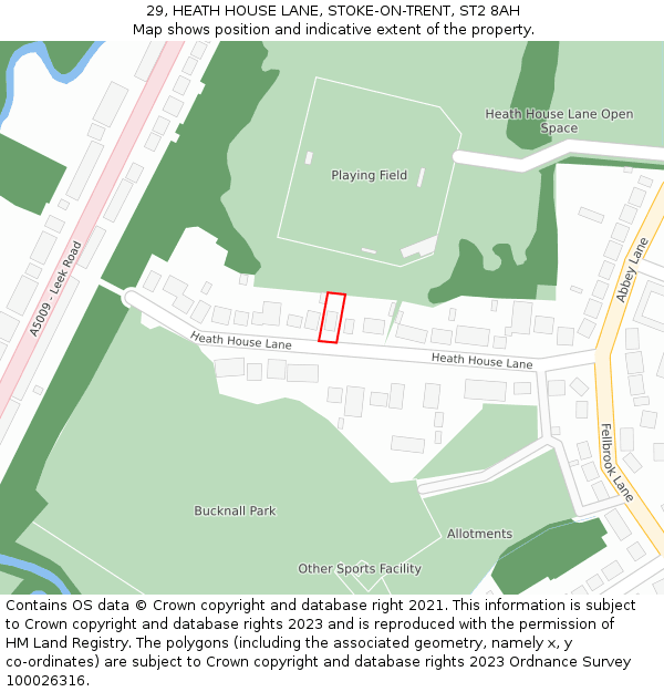 29, HEATH HOUSE LANE, STOKE-ON-TRENT, ST2 8AH: Location map and indicative extent of plot