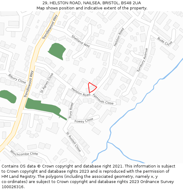 29, HELSTON ROAD, NAILSEA, BRISTOL, BS48 2UA: Location map and indicative extent of plot