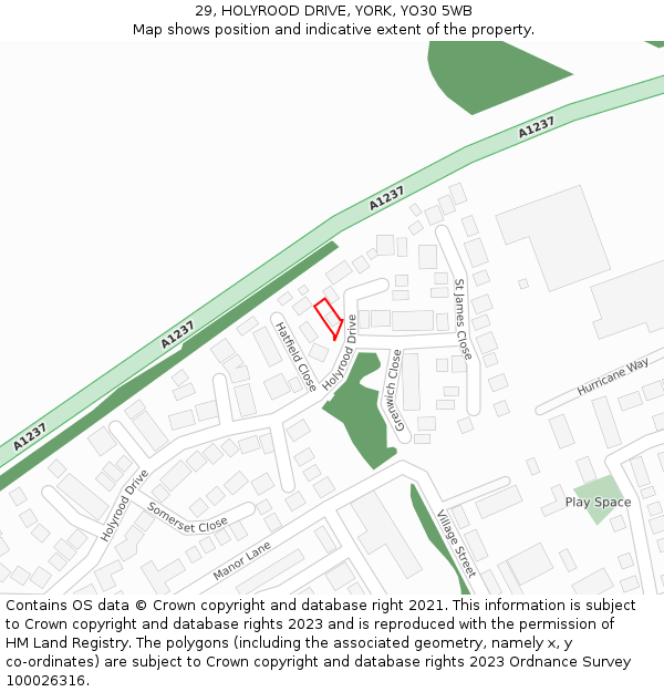 29, HOLYROOD DRIVE, YORK, YO30 5WB: Location map and indicative extent of plot