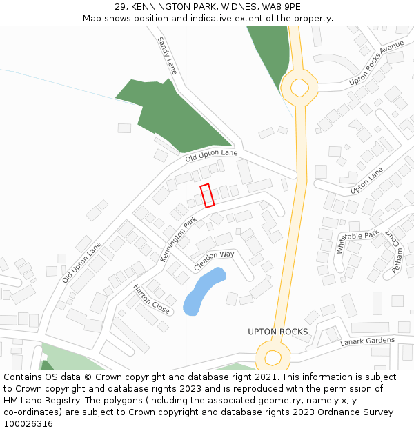 29, KENNINGTON PARK, WIDNES, WA8 9PE: Location map and indicative extent of plot