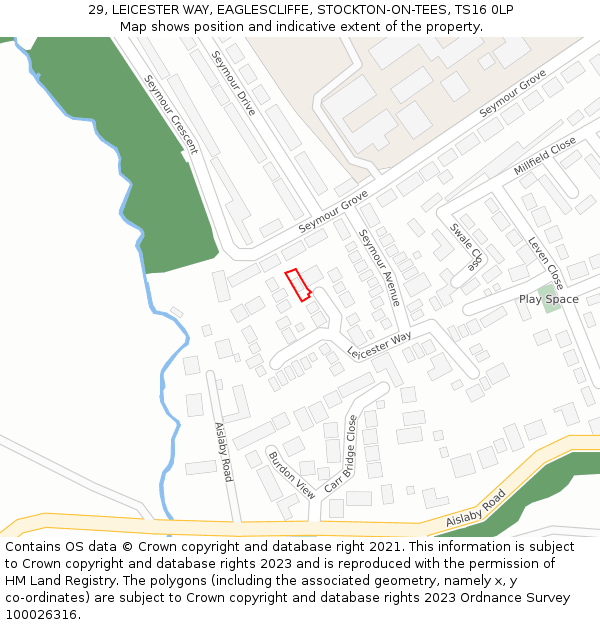 29, LEICESTER WAY, EAGLESCLIFFE, STOCKTON-ON-TEES, TS16 0LP: Location map and indicative extent of plot