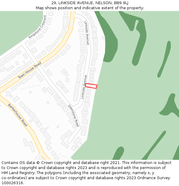 29, LINKSIDE AVENUE, NELSON, BB9 9LJ: Location map and indicative extent of plot