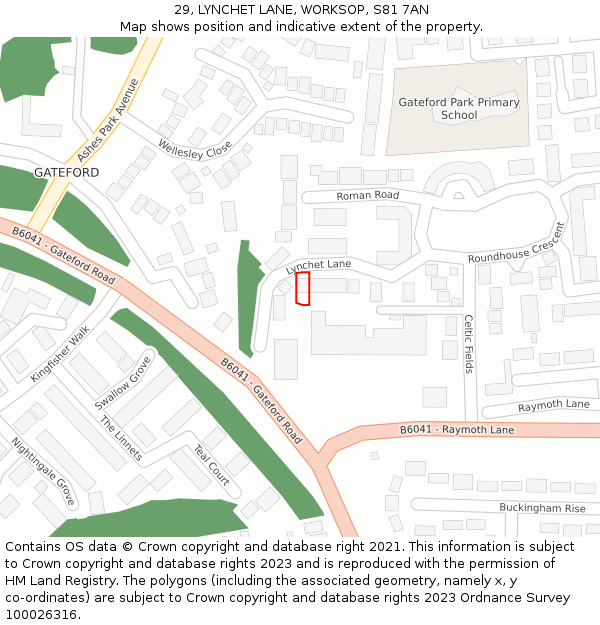 29, LYNCHET LANE, WORKSOP, S81 7AN: Location map and indicative extent of plot