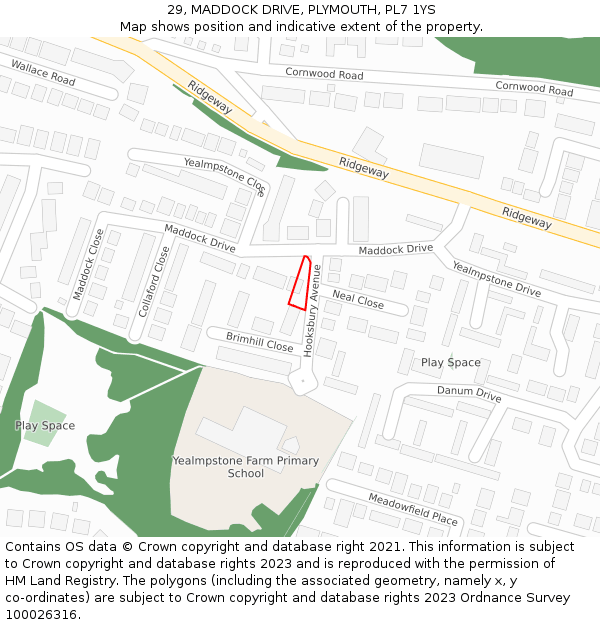 29, MADDOCK DRIVE, PLYMOUTH, PL7 1YS: Location map and indicative extent of plot