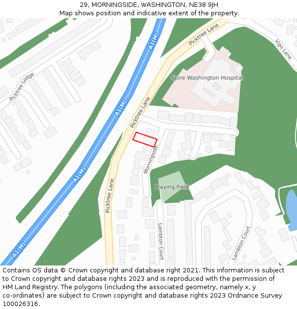 29, MORNINGSIDE, WASHINGTON, NE38 9JH: Location map and indicative extent of plot