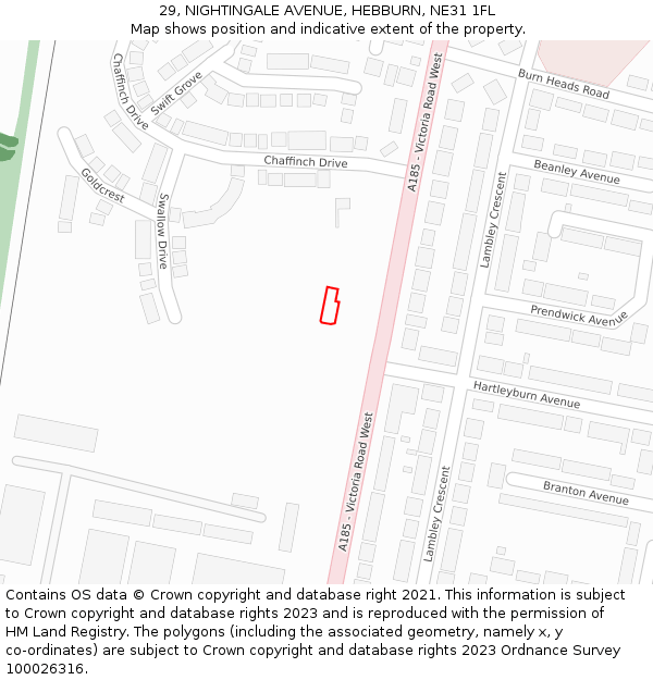 29, NIGHTINGALE AVENUE, HEBBURN, NE31 1FL: Location map and indicative extent of plot