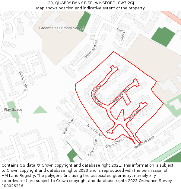 29, QUARRY BANK RISE, WINSFORD, CW7 2GJ: Location map and indicative extent of plot