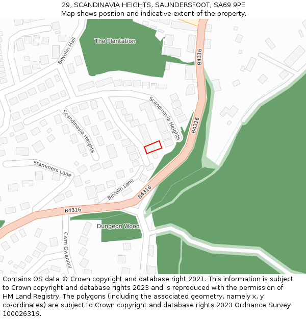 29, SCANDINAVIA HEIGHTS, SAUNDERSFOOT, SA69 9PE: Location map and indicative extent of plot