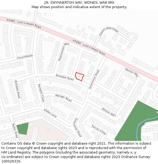 29, SWYNNERTON WAY, WIDNES, WA8 9RX: Location map and indicative extent of plot