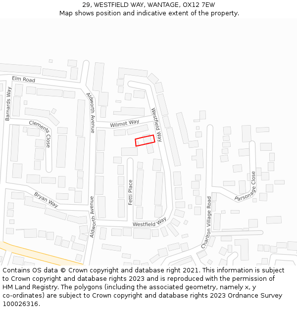 29, WESTFIELD WAY, WANTAGE, OX12 7EW: Location map and indicative extent of plot