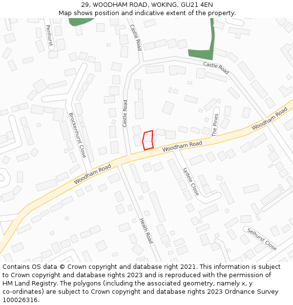 29, WOODHAM ROAD, WOKING, GU21 4EN: Location map and indicative extent of plot