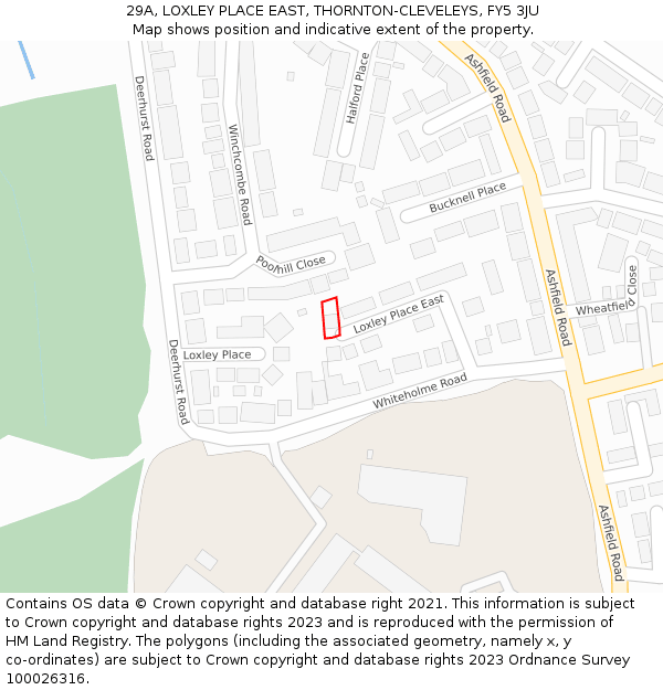 29A, LOXLEY PLACE EAST, THORNTON-CLEVELEYS, FY5 3JU: Location map and indicative extent of plot