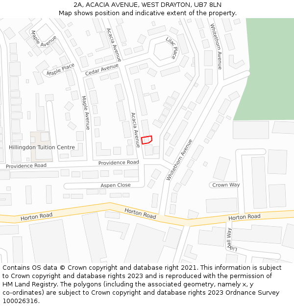 2A, ACACIA AVENUE, WEST DRAYTON, UB7 8LN: Location map and indicative extent of plot