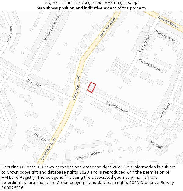 2A, ANGLEFIELD ROAD, BERKHAMSTED, HP4 3JA: Location map and indicative extent of plot