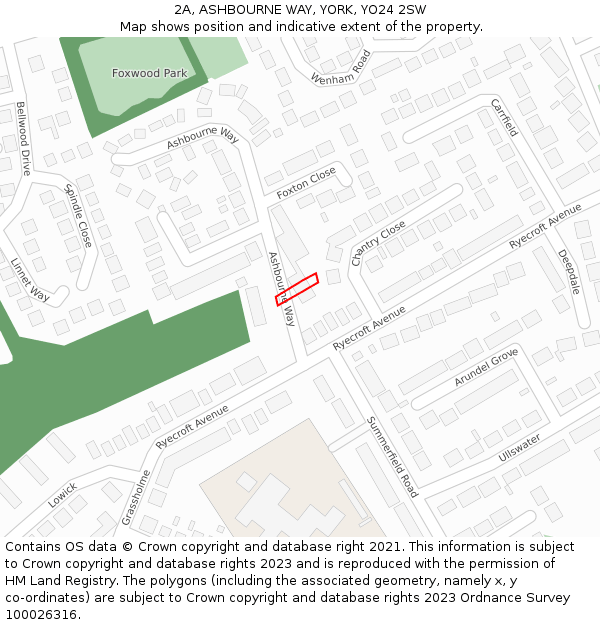 2A, ASHBOURNE WAY, YORK, YO24 2SW: Location map and indicative extent of plot