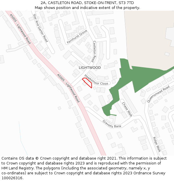 2A, CASTLETON ROAD, STOKE-ON-TRENT, ST3 7TD: Location map and indicative extent of plot