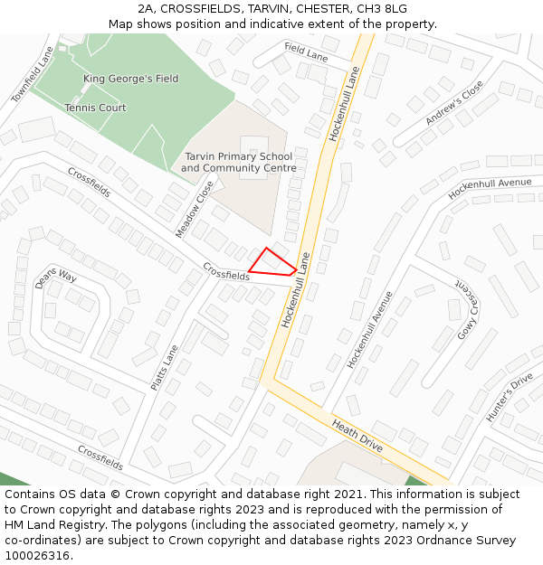 2A, CROSSFIELDS, TARVIN, CHESTER, CH3 8LG: Location map and indicative extent of plot