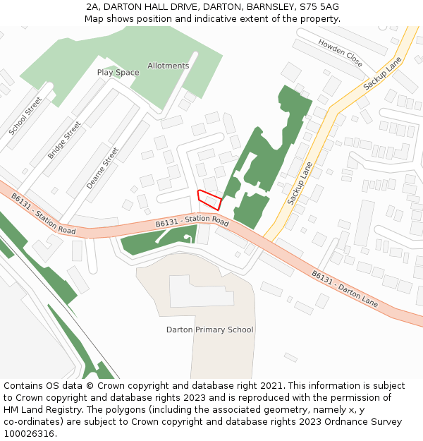 2A, DARTON HALL DRIVE, DARTON, BARNSLEY, S75 5AG: Location map and indicative extent of plot