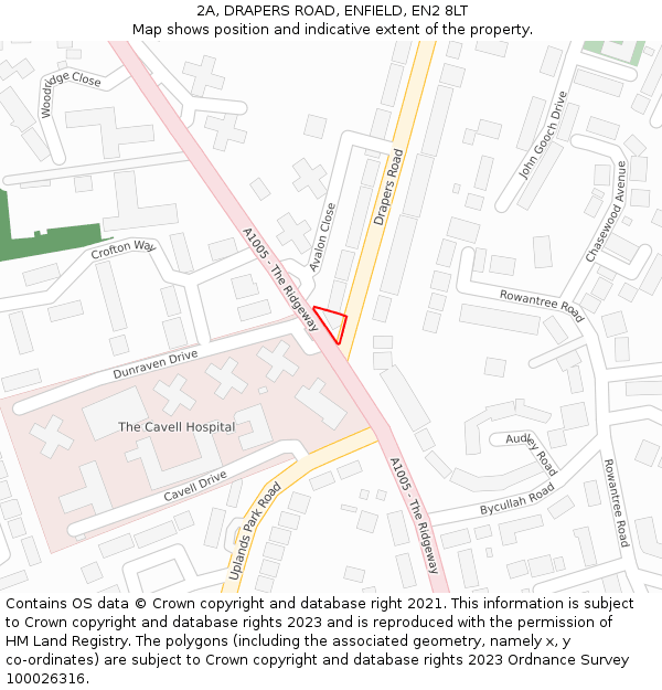 2A, DRAPERS ROAD, ENFIELD, EN2 8LT: Location map and indicative extent of plot