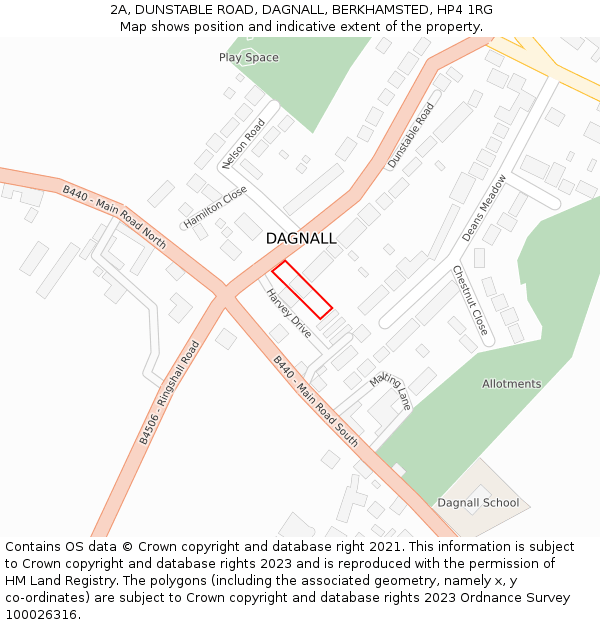 2A, DUNSTABLE ROAD, DAGNALL, BERKHAMSTED, HP4 1RG: Location map and indicative extent of plot