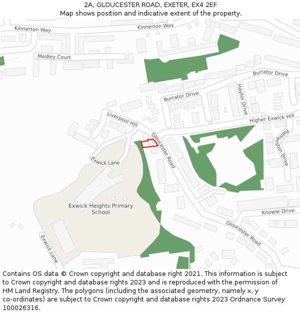 2A, GLOUCESTER ROAD, EXETER, EX4 2EF: Location map and indicative extent of plot