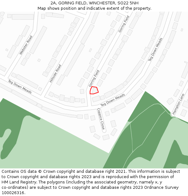 2A, GORING FIELD, WINCHESTER, SO22 5NH: Location map and indicative extent of plot